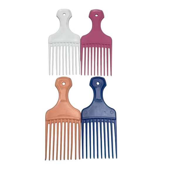 Vintage Plastic Hair Pick Lift Combs 5.25"L 4 Piece Lot Made In USA. Assorted - Picture 2 of 6